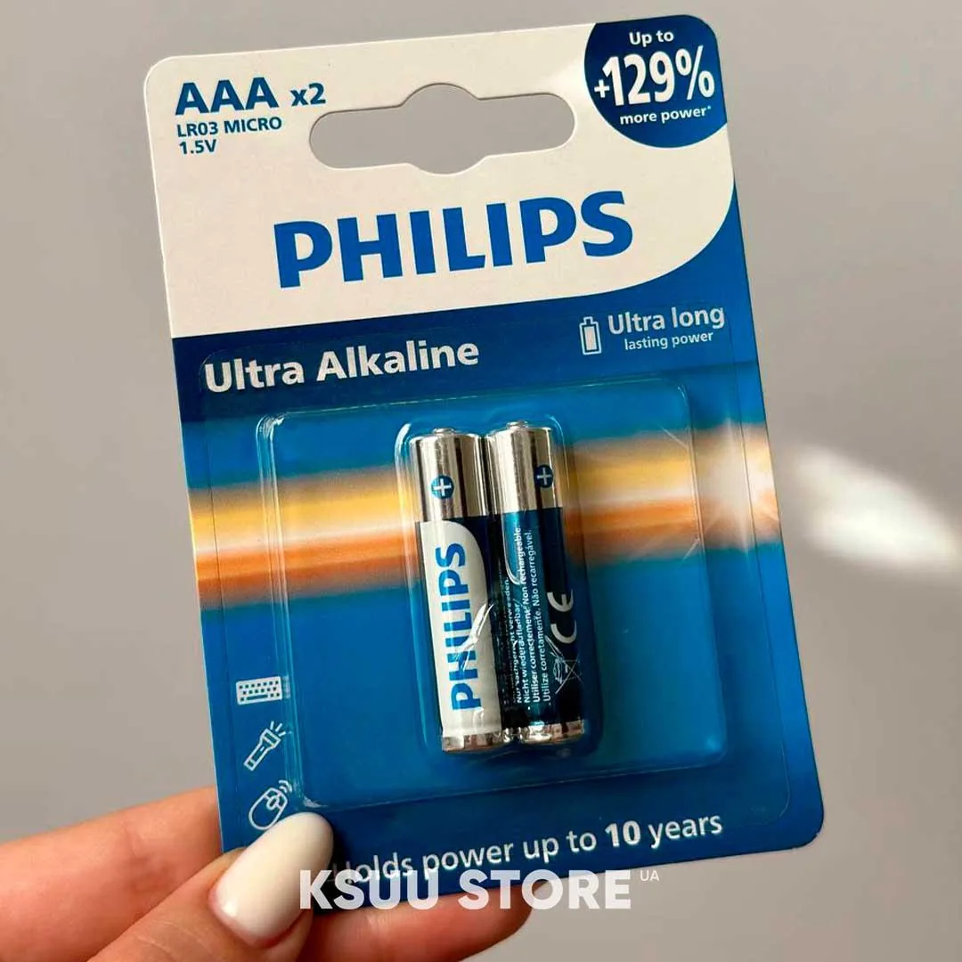 Батарейка Philips Ultra Alkaline щелочная ААА 2 шт